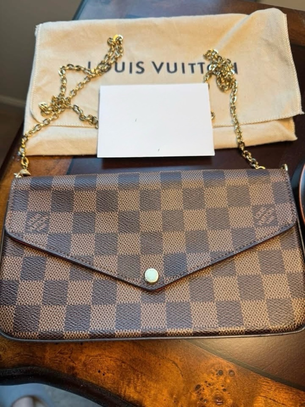 Authentic Louis Vuitton Felicie Pochette Damier Ebene